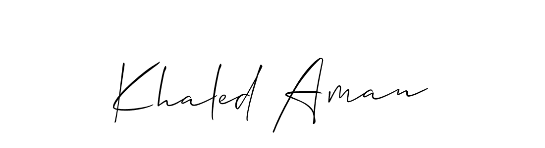 Use a signature maker to create a handwritten signature online. With this signature software, you can design (Allison_Script) your own signature for name Khaled Aman. Khaled Aman signature style 2 images and pictures png