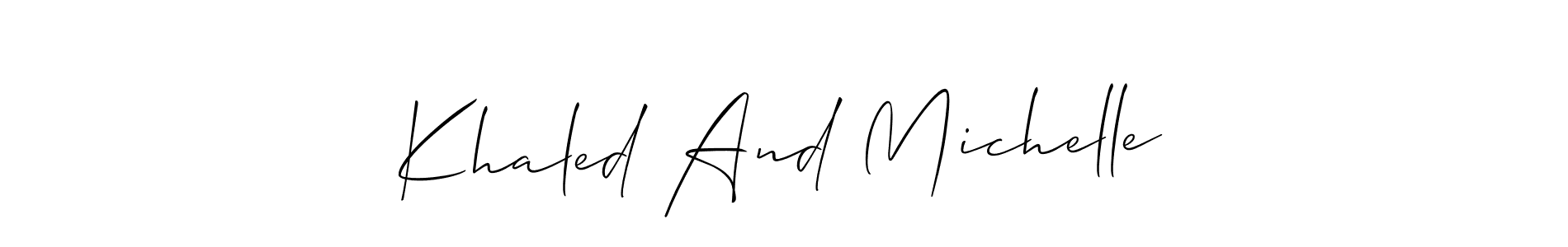 This is the best signature style for the Khaled And Michelle name. Also you like these signature font (Allison_Script). Mix name signature. Khaled And Michelle signature style 2 images and pictures png