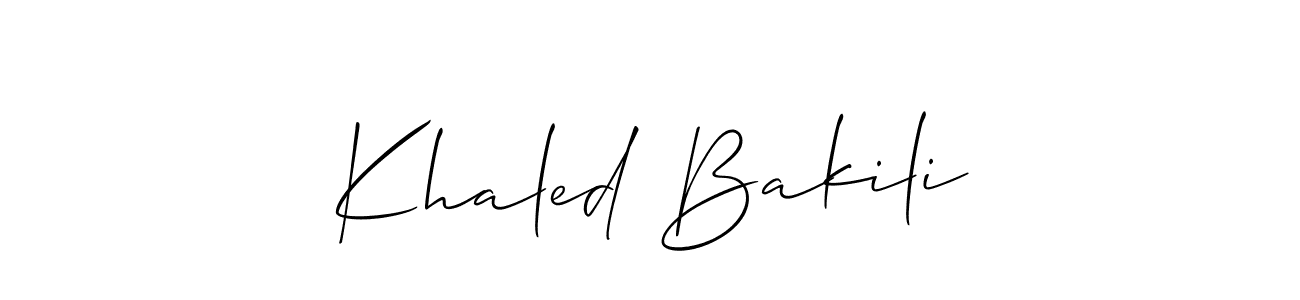 Create a beautiful signature design for name Khaled Bakili. With this signature (Allison_Script) fonts, you can make a handwritten signature for free. Khaled Bakili signature style 2 images and pictures png