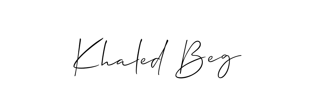 Make a beautiful signature design for name Khaled Beg. With this signature (Allison_Script) style, you can create a handwritten signature for free. Khaled Beg signature style 2 images and pictures png