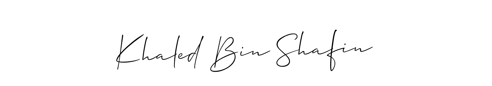 How to make Khaled Bin Shafin name signature. Use Allison_Script style for creating short signs online. This is the latest handwritten sign. Khaled Bin Shafin signature style 2 images and pictures png