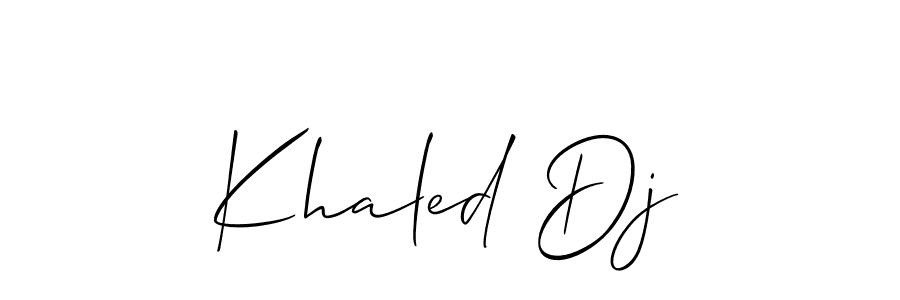 Make a beautiful signature design for name Khaled Dj. With this signature (Allison_Script) style, you can create a handwritten signature for free. Khaled Dj signature style 2 images and pictures png