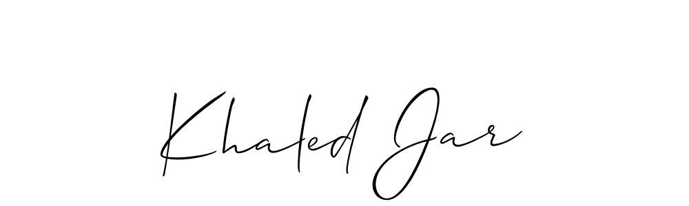 You should practise on your own different ways (Allison_Script) to write your name (Khaled Jar) in signature. don't let someone else do it for you. Khaled Jar signature style 2 images and pictures png