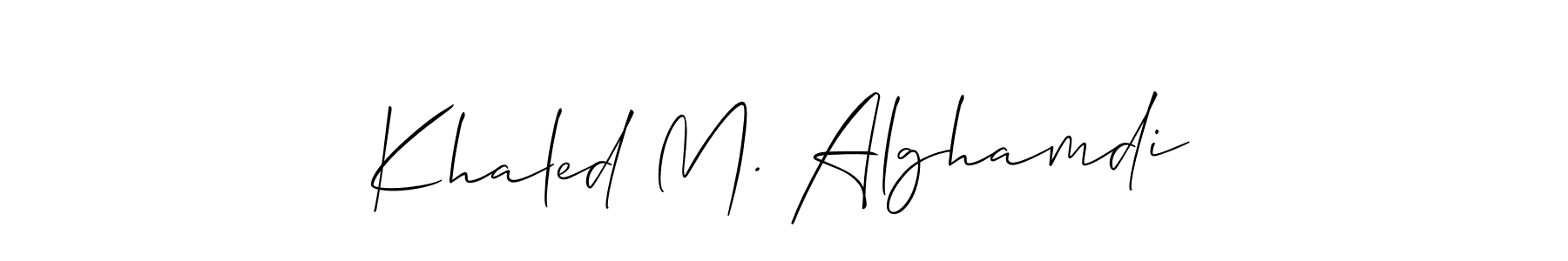 Check out images of Autograph of Khaled M. Alghamdi name. Actor Khaled M. Alghamdi Signature Style. Allison_Script is a professional sign style online. Khaled M. Alghamdi signature style 2 images and pictures png