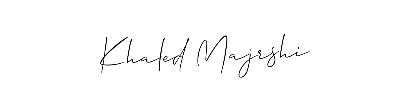 The best way (Allison_Script) to make a short signature is to pick only two or three words in your name. The name Khaled Majrshi include a total of six letters. For converting this name. Khaled Majrshi signature style 2 images and pictures png