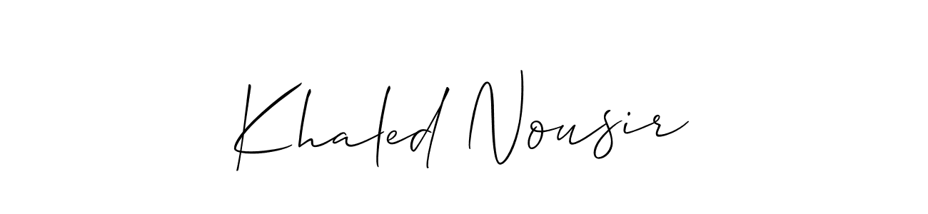 Make a beautiful signature design for name Khaled Nousir. With this signature (Allison_Script) style, you can create a handwritten signature for free. Khaled Nousir signature style 2 images and pictures png