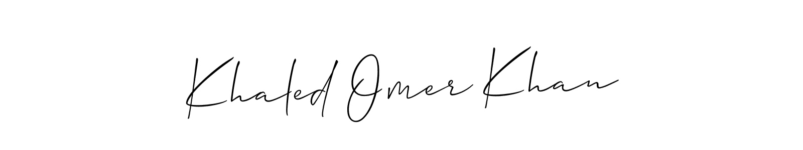Also You can easily find your signature by using the search form. We will create Khaled Omer Khan name handwritten signature images for you free of cost using Allison_Script sign style. Khaled Omer Khan signature style 2 images and pictures png