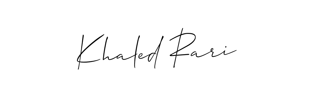 if you are searching for the best signature style for your name Khaled Rari. so please give up your signature search. here we have designed multiple signature styles  using Allison_Script. Khaled Rari signature style 2 images and pictures png