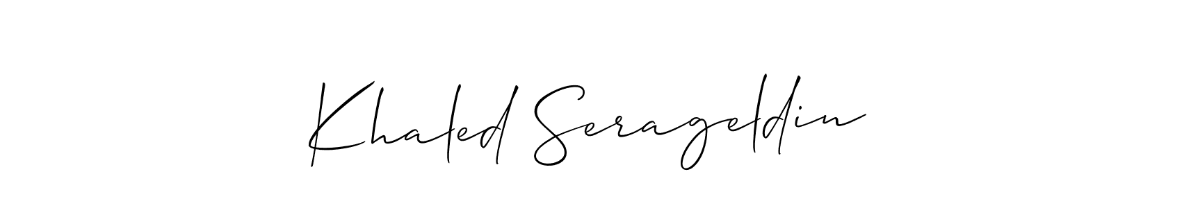 if you are searching for the best signature style for your name Khaled Serageldin. so please give up your signature search. here we have designed multiple signature styles  using Allison_Script. Khaled Serageldin signature style 2 images and pictures png