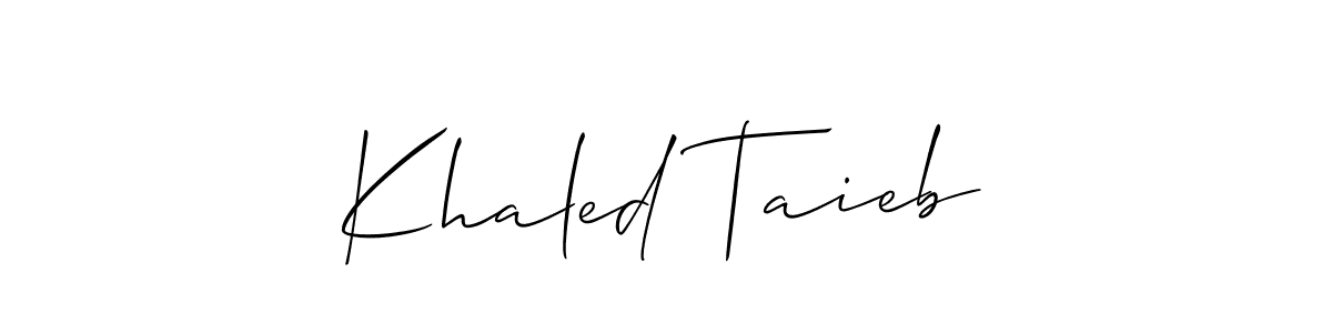 Use a signature maker to create a handwritten signature online. With this signature software, you can design (Allison_Script) your own signature for name Khaled Taieb. Khaled Taieb signature style 2 images and pictures png
