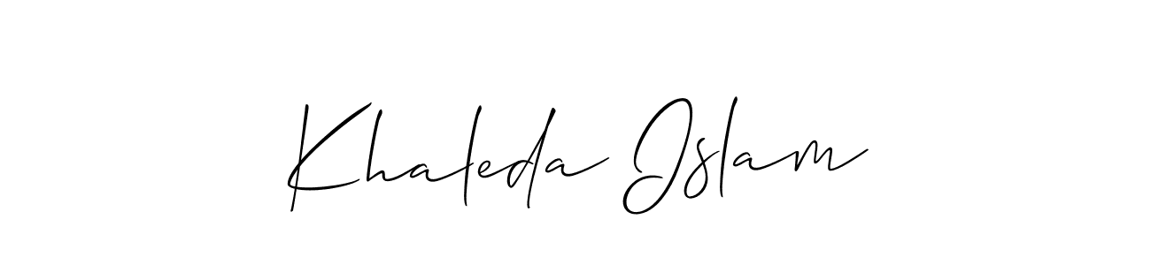 Create a beautiful signature design for name Khaleda Islam. With this signature (Allison_Script) fonts, you can make a handwritten signature for free. Khaleda Islam signature style 2 images and pictures png