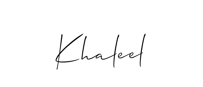 Make a beautiful signature design for name Khaleel. With this signature (Allison_Script) style, you can create a handwritten signature for free. Khaleel signature style 2 images and pictures png