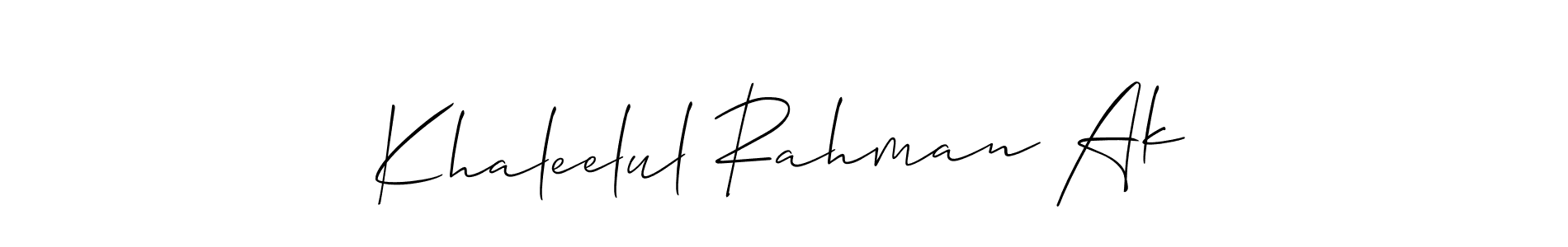 It looks lik you need a new signature style for name Khaleelul Rahman Ak. Design unique handwritten (Allison_Script) signature with our free signature maker in just a few clicks. Khaleelul Rahman Ak signature style 2 images and pictures png