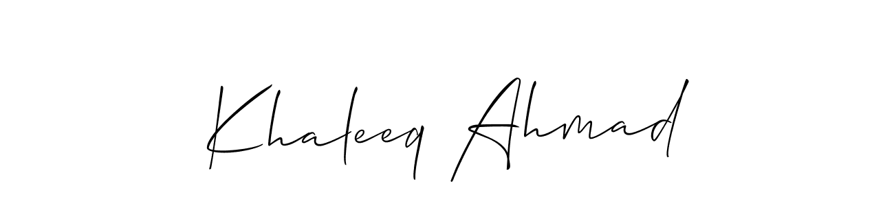 Also You can easily find your signature by using the search form. We will create Khaleeq Ahmad name handwritten signature images for you free of cost using Allison_Script sign style. Khaleeq Ahmad signature style 2 images and pictures png