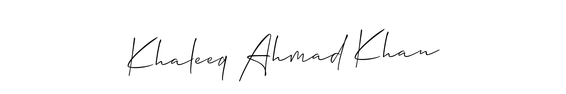 You should practise on your own different ways (Allison_Script) to write your name (Khaleeq Ahmad Khan) in signature. don't let someone else do it for you. Khaleeq Ahmad Khan signature style 2 images and pictures png