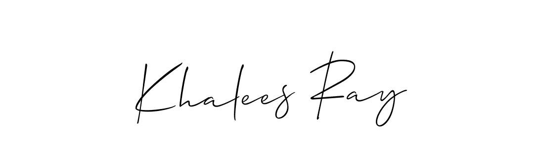 The best way (Allison_Script) to make a short signature is to pick only two or three words in your name. The name Khalees Ray include a total of six letters. For converting this name. Khalees Ray signature style 2 images and pictures png