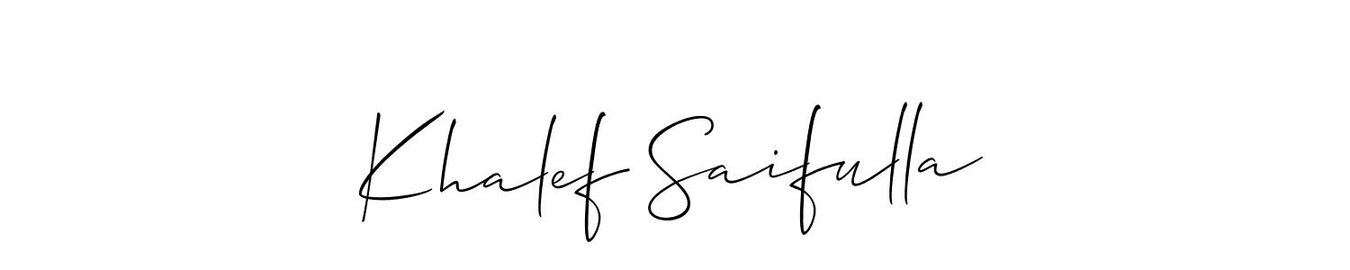 How to Draw Khalef Saifulla signature style? Allison_Script is a latest design signature styles for name Khalef Saifulla. Khalef Saifulla signature style 2 images and pictures png