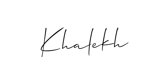 if you are searching for the best signature style for your name Khalekh. so please give up your signature search. here we have designed multiple signature styles  using Allison_Script. Khalekh signature style 2 images and pictures png