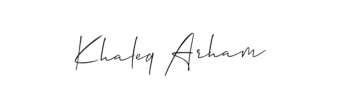 if you are searching for the best signature style for your name Khaleq Arham. so please give up your signature search. here we have designed multiple signature styles  using Allison_Script. Khaleq Arham signature style 2 images and pictures png