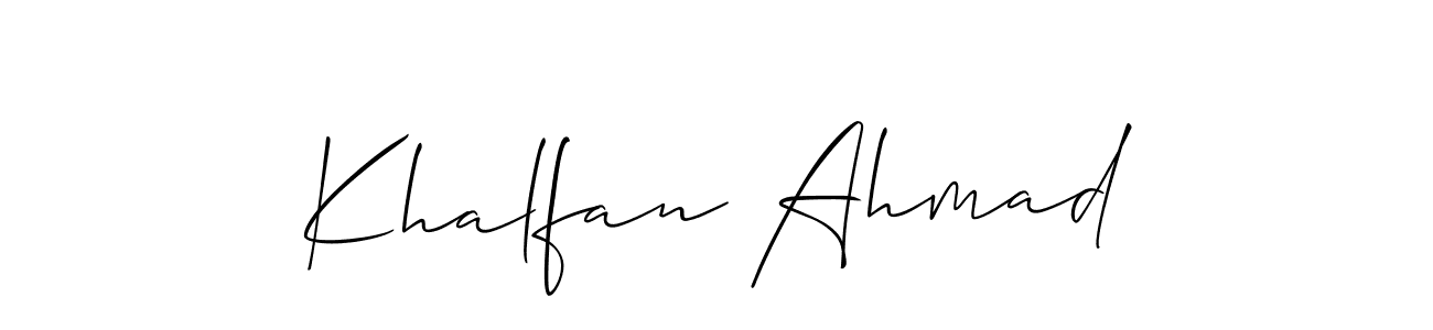 Allison_Script is a professional signature style that is perfect for those who want to add a touch of class to their signature. It is also a great choice for those who want to make their signature more unique. Get Khalfan Ahmad name to fancy signature for free. Khalfan Ahmad signature style 2 images and pictures png