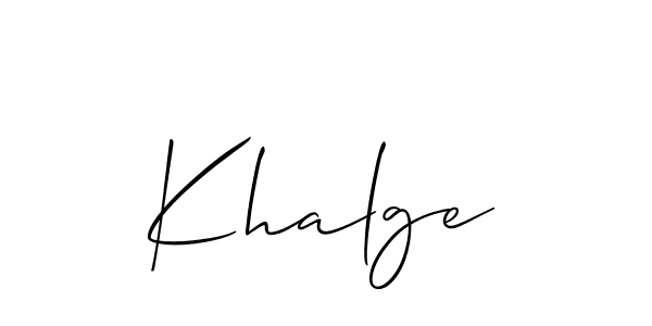 Make a beautiful signature design for name Khalge. With this signature (Allison_Script) style, you can create a handwritten signature for free. Khalge signature style 2 images and pictures png