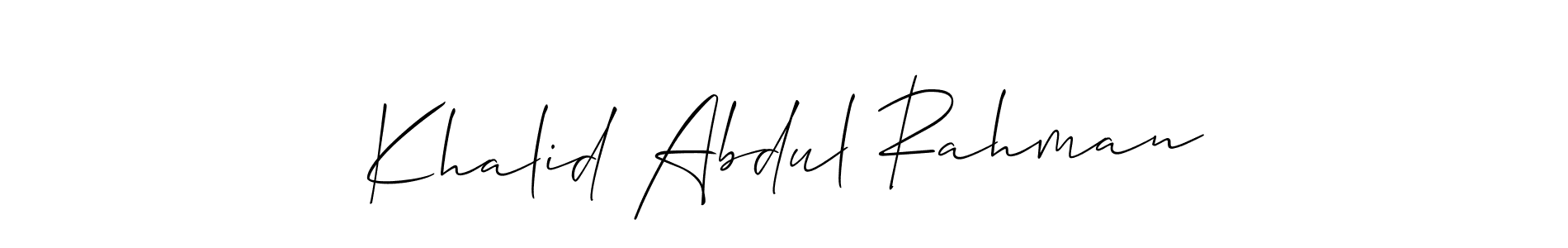 Allison_Script is a professional signature style that is perfect for those who want to add a touch of class to their signature. It is also a great choice for those who want to make their signature more unique. Get Khalid Abdul Rahman name to fancy signature for free. Khalid Abdul Rahman signature style 2 images and pictures png
