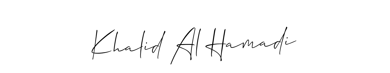 Similarly Allison_Script is the best handwritten signature design. Signature creator online .You can use it as an online autograph creator for name Khalid Al Hamadi. Khalid Al Hamadi signature style 2 images and pictures png