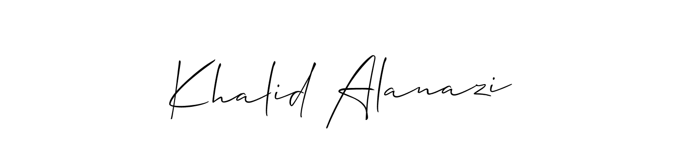 Use a signature maker to create a handwritten signature online. With this signature software, you can design (Allison_Script) your own signature for name Khalid Alanazi. Khalid Alanazi signature style 2 images and pictures png