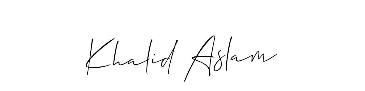 How to make Khalid Aslam name signature. Use Allison_Script style for creating short signs online. This is the latest handwritten sign. Khalid Aslam signature style 2 images and pictures png