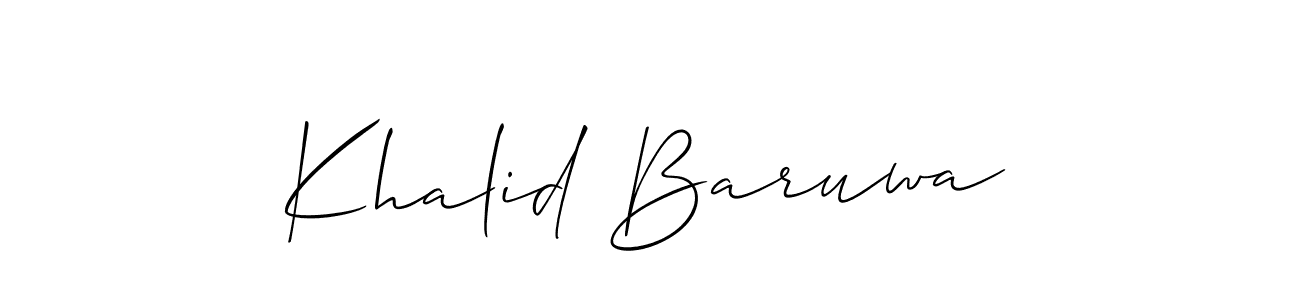 The best way (Allison_Script) to make a short signature is to pick only two or three words in your name. The name Khalid Baruwa include a total of six letters. For converting this name. Khalid Baruwa signature style 2 images and pictures png