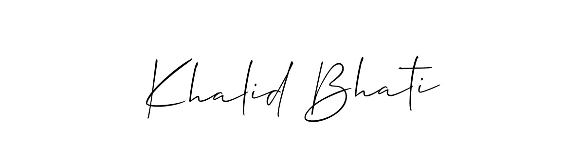 Make a beautiful signature design for name Khalid Bhati. With this signature (Allison_Script) style, you can create a handwritten signature for free. Khalid Bhati signature style 2 images and pictures png