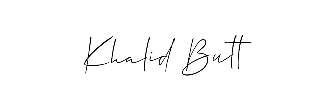 if you are searching for the best signature style for your name Khalid Butt. so please give up your signature search. here we have designed multiple signature styles  using Allison_Script. Khalid Butt signature style 2 images and pictures png