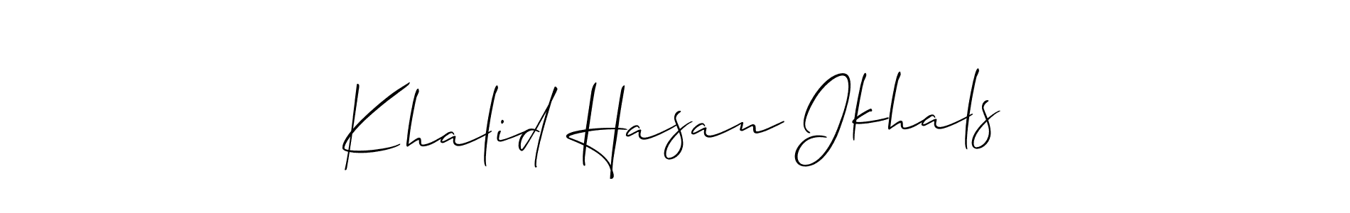 Make a beautiful signature design for name Khalid Hasan Ikhals. With this signature (Allison_Script) style, you can create a handwritten signature for free. Khalid Hasan Ikhals signature style 2 images and pictures png