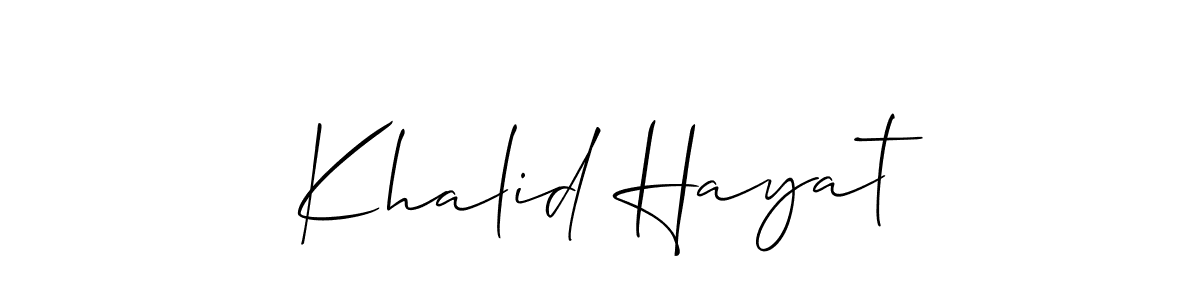 It looks lik you need a new signature style for name Khalid Hayat. Design unique handwritten (Allison_Script) signature with our free signature maker in just a few clicks. Khalid Hayat signature style 2 images and pictures png