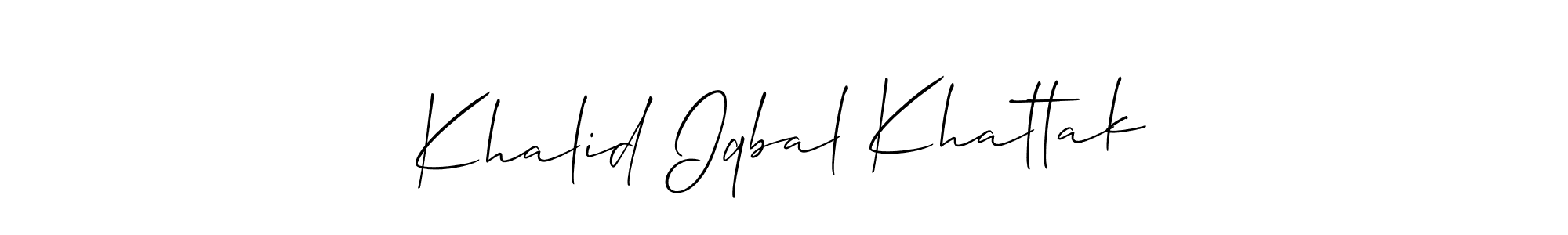 Also You can easily find your signature by using the search form. We will create Khalid Iqbal Khattak name handwritten signature images for you free of cost using Allison_Script sign style. Khalid Iqbal Khattak signature style 2 images and pictures png