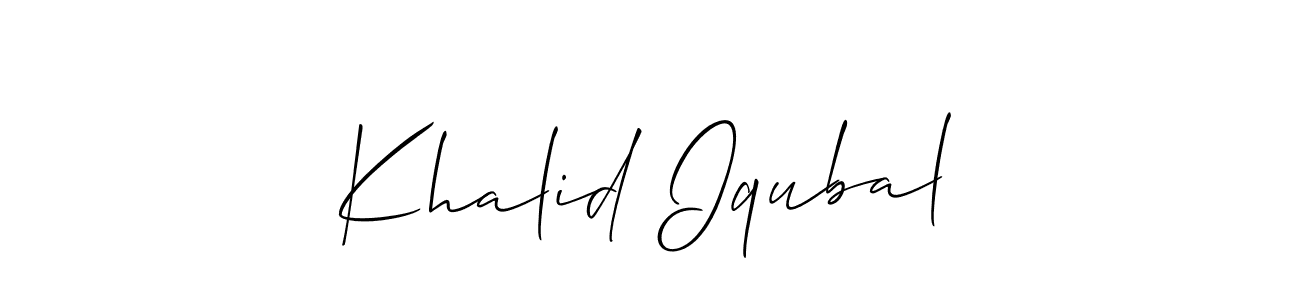 How to Draw Khalid Iqubal signature style? Allison_Script is a latest design signature styles for name Khalid Iqubal. Khalid Iqubal signature style 2 images and pictures png