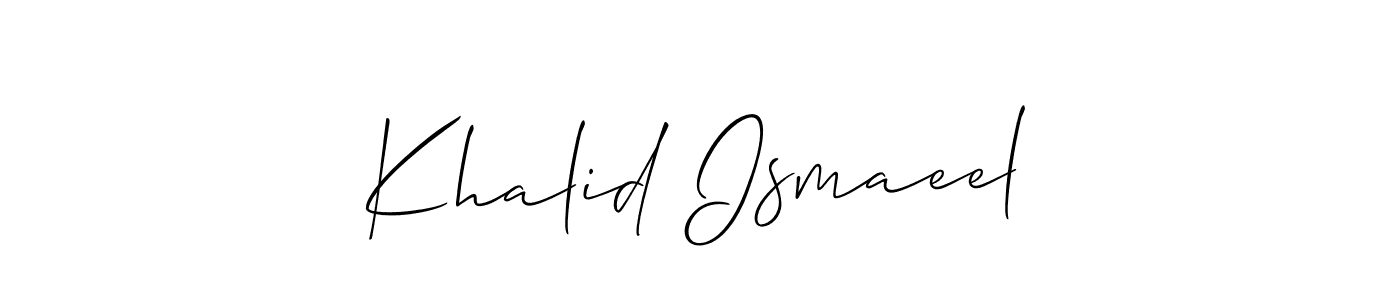 Create a beautiful signature design for name Khalid Ismaeel. With this signature (Allison_Script) fonts, you can make a handwritten signature for free. Khalid Ismaeel signature style 2 images and pictures png