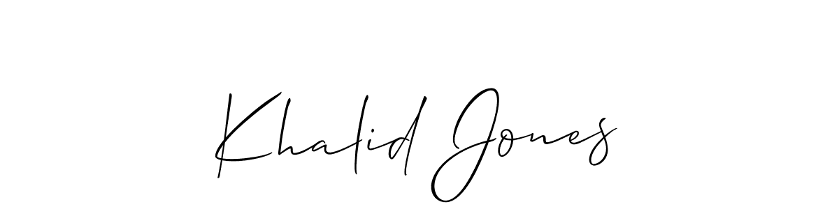 Make a beautiful signature design for name Khalid Jones. With this signature (Allison_Script) style, you can create a handwritten signature for free. Khalid Jones signature style 2 images and pictures png