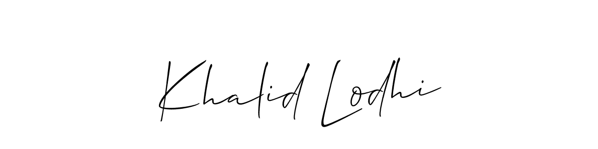 Create a beautiful signature design for name Khalid Lodhi. With this signature (Allison_Script) fonts, you can make a handwritten signature for free. Khalid Lodhi signature style 2 images and pictures png