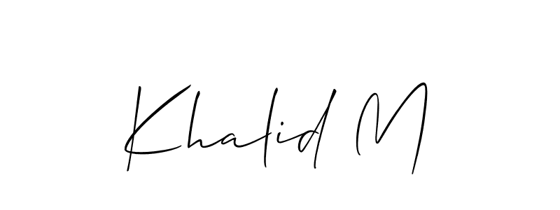 How to Draw Khalid M signature style? Allison_Script is a latest design signature styles for name Khalid M. Khalid M signature style 2 images and pictures png