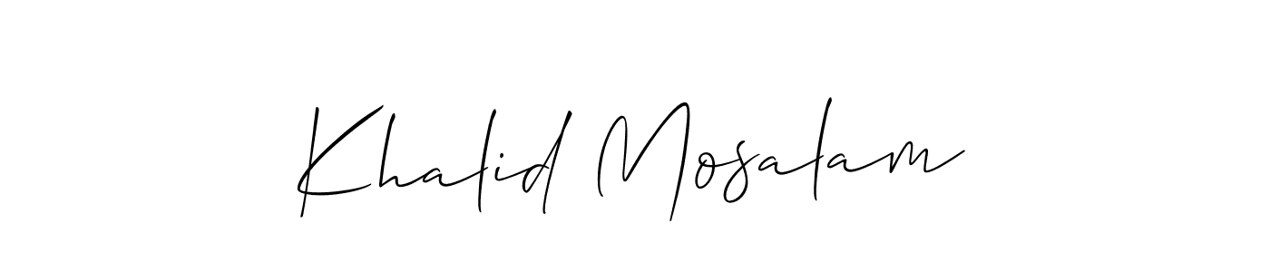 Use a signature maker to create a handwritten signature online. With this signature software, you can design (Allison_Script) your own signature for name Khalid Mosalam. Khalid Mosalam signature style 2 images and pictures png