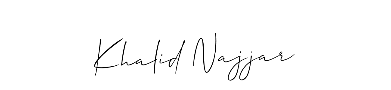 You should practise on your own different ways (Allison_Script) to write your name (Khalid Najjar) in signature. don't let someone else do it for you. Khalid Najjar signature style 2 images and pictures png