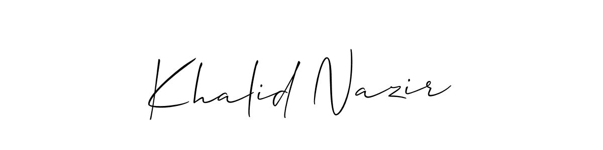 It looks lik you need a new signature style for name Khalid Nazir. Design unique handwritten (Allison_Script) signature with our free signature maker in just a few clicks. Khalid Nazir signature style 2 images and pictures png