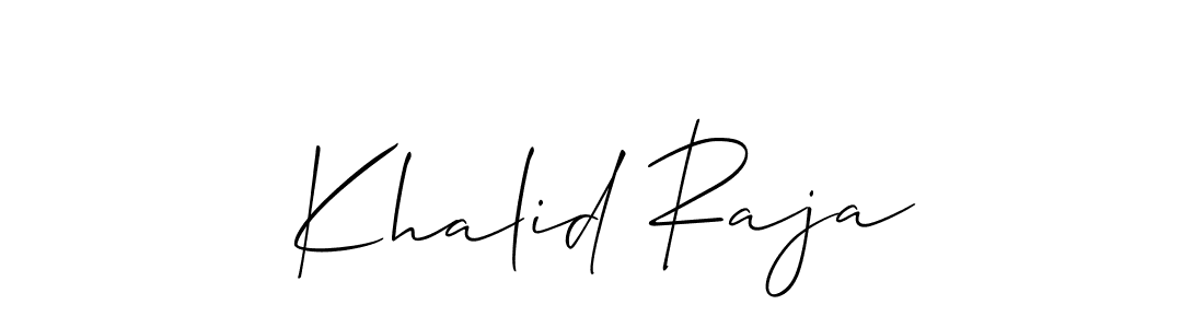 Use a signature maker to create a handwritten signature online. With this signature software, you can design (Allison_Script) your own signature for name Khalid Raja. Khalid Raja signature style 2 images and pictures png