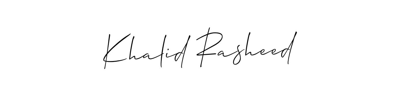 Use a signature maker to create a handwritten signature online. With this signature software, you can design (Allison_Script) your own signature for name Khalid Rasheed. Khalid Rasheed signature style 2 images and pictures png