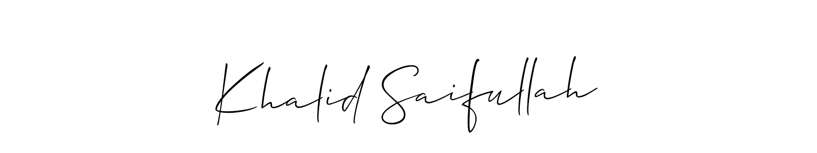 How to make Khalid Saifullah name signature. Use Allison_Script style for creating short signs online. This is the latest handwritten sign. Khalid Saifullah signature style 2 images and pictures png