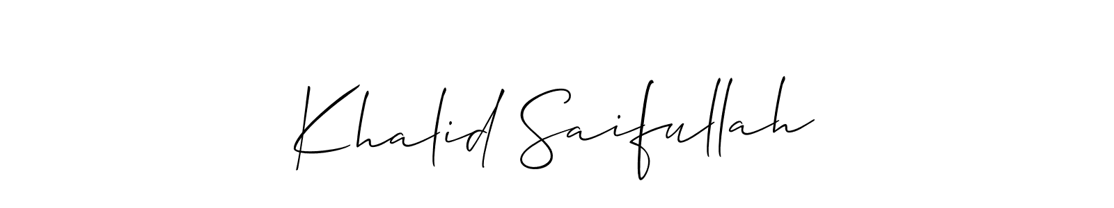 Make a short Khalid Saifullah signature style. Manage your documents anywhere anytime using Allison_Script. Create and add eSignatures, submit forms, share and send files easily. Khalid Saifullah signature style 2 images and pictures png