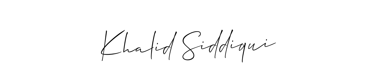 How to make Khalid Siddiqui name signature. Use Allison_Script style for creating short signs online. This is the latest handwritten sign. Khalid Siddiqui signature style 2 images and pictures png
