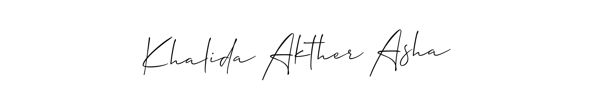Make a beautiful signature design for name Khalida Akther Asha. With this signature (Allison_Script) style, you can create a handwritten signature for free. Khalida Akther Asha signature style 2 images and pictures png