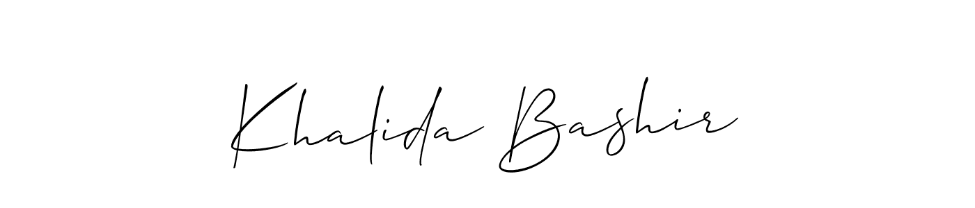 The best way (Allison_Script) to make a short signature is to pick only two or three words in your name. The name Khalida Bashir include a total of six letters. For converting this name. Khalida Bashir signature style 2 images and pictures png